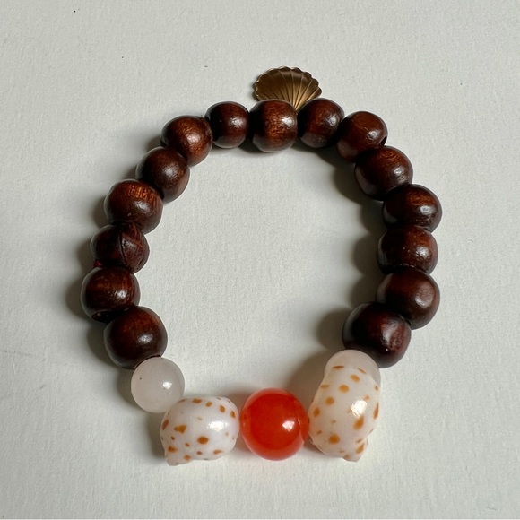 Iridescent Seashell and Wooden Bangle Bracelet Set 3/$12 - Picture 4 of 4